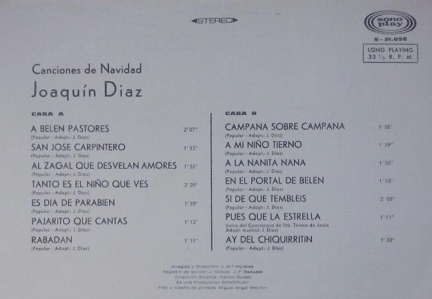Canciones de Navidad (1968) – Joaquín Díaz – Cancionero de Romances
